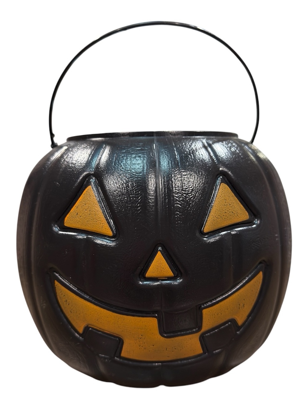 Vintage Amloid black jackolantern Halloween blow mold pumpkin pail bucket